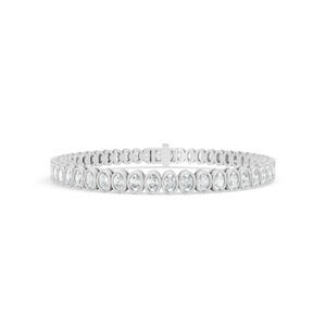 5.21 ctw Diamond Oval Bazzel Braclate 14K White Gold Tennis Bracelet